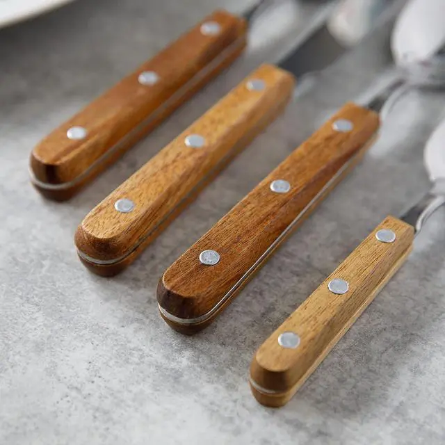 Alt view image 2 of 7 - Creative Tops Drift Stainless Steel Cutlery Set with Wooden Handles (16 Pieces)