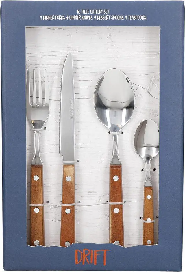 Alt view image 5 of 7 - Creative Tops Drift Stainless Steel Cutlery Set with Wooden Handles (16 Pieces)