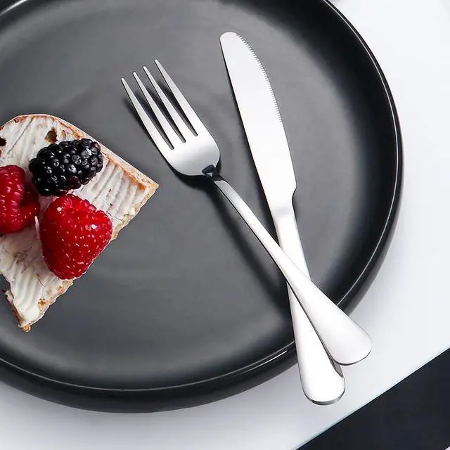 Alt view image 6 of 6 - Silverware Set 20 Piece Stainless Steel Flatware Set Silverware Utensils for 4 People Includes Forks Knives Spoons & Salad Forks Dishwasher Safe Durable Tableware for Home Restaurant or Outdoor Use