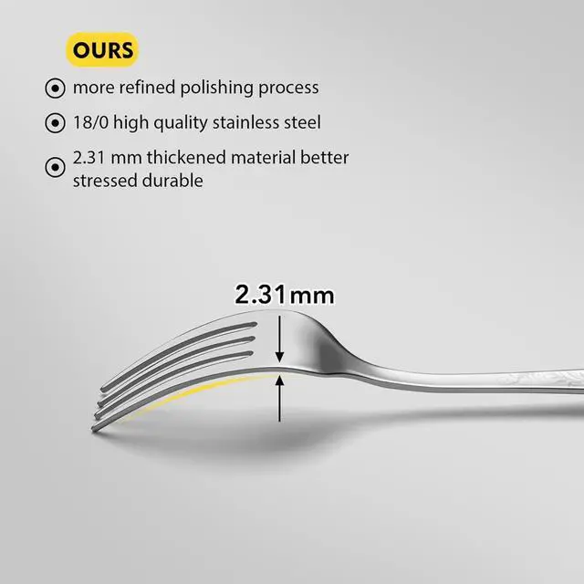 Alt view image 6 of 7 - 40 Piece Silverware Set, Service for 8, EIUBUIE Premium Stainless Steel Cutlery Set, Mirror Polished Flatware Sets with Pattern Handle, Modern Kitchen Eating Utensils Sets