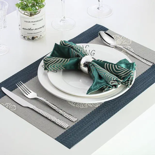 Alt view image 6 of 6 - Silverware Set for 12, Amafox 60-Piece Stainless Steel Hammered Flatware Set, Food-Graded Kitchen Cutlery Utensil Set Include Knives Forks and Spoons, Mirror Finished Silverware Sets, Dishwasher Safe