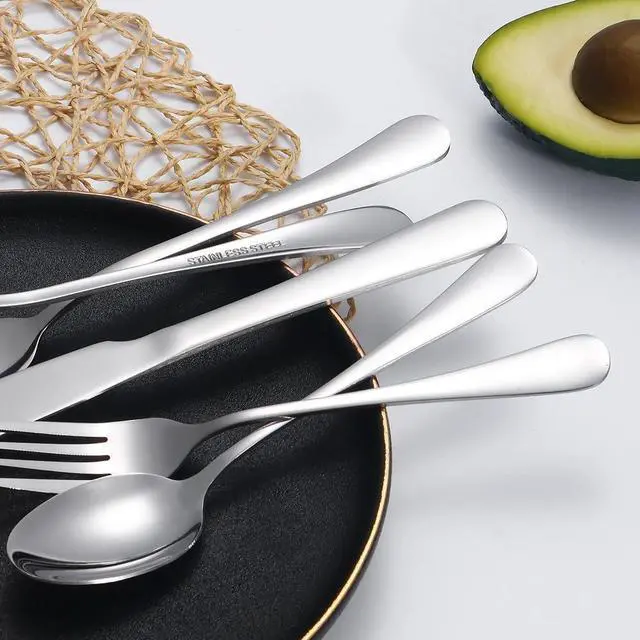 Alt view image 4 of 6 - Silverware Set 20 Piece Stainless Steel Flatware Set Silverware Utensils for 4 People Includes Forks Knives Spoons & Salad Forks Dishwasher Safe Durable Tableware for Home Restaurant or Outdoor Use