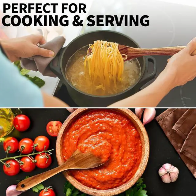 Alt view image 4 of 7 - Zulay Kitchen 6-Piece Wooden Cooking Spoons Set  Heat-Resistant, Smooth Teak Utensils with Comfort Grip  Lightweight & Durable  Easy to Clean, Perfect for Non-Stick Cookware