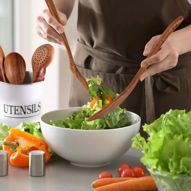 Alt view image 6 of 7 - Zulay Kitchen 6-Piece Wooden Cooking Spoons Set  Heat-Resistant, Smooth Teak Utensils with Comfort Grip  Lightweight & Durable  Easy to Clean, Perfect for Non-Stick Cookware