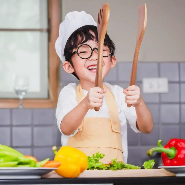 Alt view image 3 of 7 - Acacia Wooden Spoons for Cooking: 5-Piece Kitchen & Cooking Utensils Set - Wooden Spatula, Slotted & Pasta Spoon - Essential Wooden Utensil Set