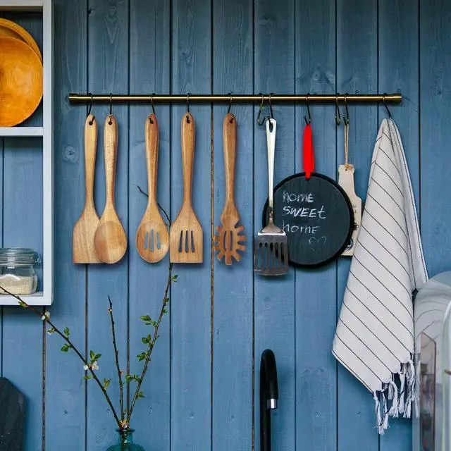 Alt view image 7 of 7 - Acacia Wooden Spoons for Cooking: 5-Piece Kitchen & Cooking Utensils Set - Wooden Spatula, Slotted & Pasta Spoon - Essential Wooden Utensil Set