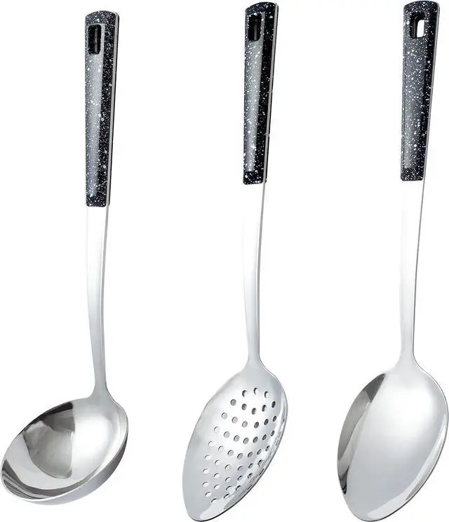 Main image of 3-Piece,Stainless Steel Serving spoons set with Slotted Spoon, Serving Spoon and Perforated Spoon, soup ladle,kitchen cooking serving utensils set cooking spoon