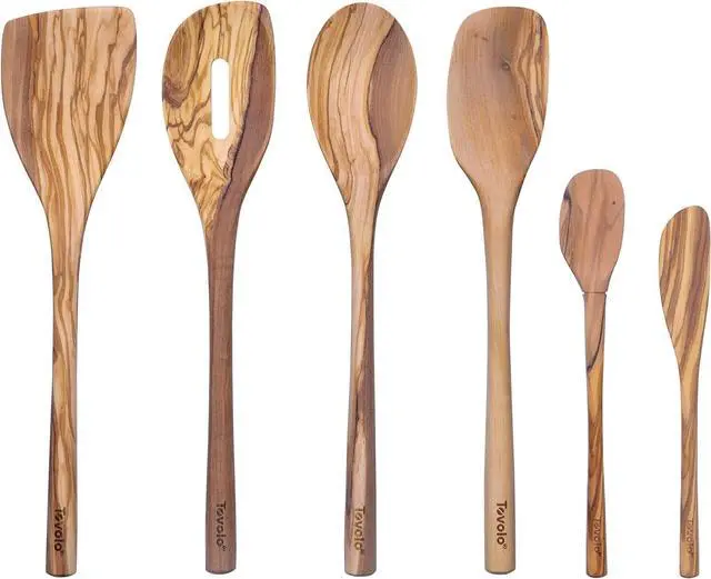 Main image of Tovolo Olivewood Utensil Set of 6 for Meal Prep, Cooking, Baking, and More