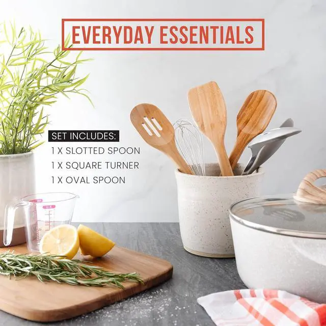 Alt view image 5 of 7 - Chef Pomodoro Bamboo Cooking Utensils 3-Piece Set, Large 12.5-Inch Wooden Spatula and Frying Set