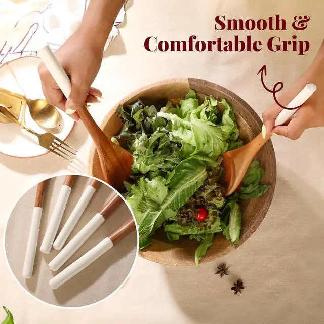 Alt view image 5 of 7 - Folkulture Wooden Spoons for Cooking | 12" Premium Acacia Wooden Utensil Set of 5 - Smooth Finish, Soft Comfort Cooking Utensils Set for Kitchen, Gifts | Non Stick Wooden Cooking Utensils Set of 5