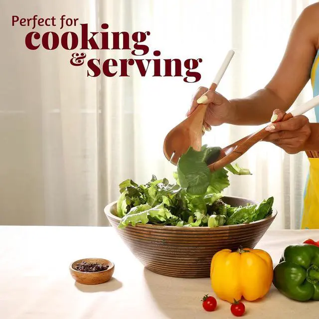 Alt view image 7 of 7 - Folkulture Wooden Spoons for Cooking | 12" Premium Acacia Wooden Utensil Set of 5 - Smooth Finish, Soft Comfort Cooking Utensils Set for Kitchen, Gifts | Non Stick Wooden Cooking Utensils Set of 5