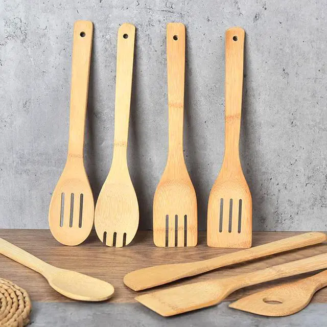 Alt view image 7 of 7 - DEAYOU 16 PCS Bamboo Kitchen Utensils, Wood Spoons Spatula Set for Cooking, Nonstick Natural Cooking Utensils for Cookware, Wok, Everyday Use, Mothers Day Gifts, Housewarming Gifts