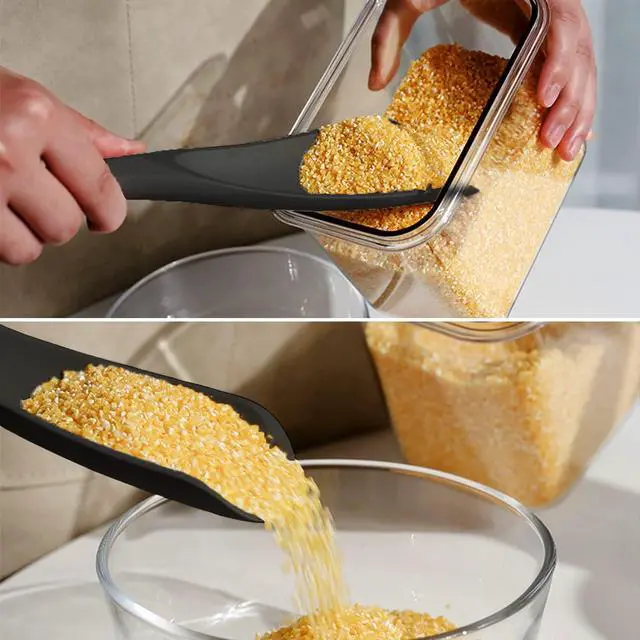 Alt view image 5 of 7 - VOVOLY Cooking Spoon for Nonstick Cookingwares, Silicone Spatula Spoon for Mixing, Scoop, and Scrape, (Black-2 pack, 11.4'')