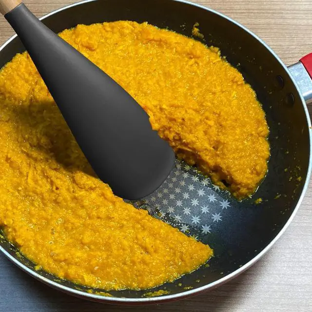 Alt view image 6 of 7 - VOVOLY Cooking Spoon for Nonstick Cookingwares, Silicone Spatula Spoon for Mixing, Scoop, and Scrape, (Black-2 pack, 11.4'')