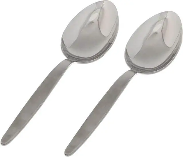 Main image of Kunz Regular Spoon Set | Pack of 2 | 18/10 Stainless Steel Plating Spoons | 9 Inch Basting Quenelle Chef Cooking Utensils Dinner Serving Spoon