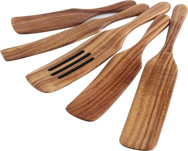 Main image of 5Pcs Wooden Spoons Kit for Cooking Durable Acacia Wood Spurtles Kitchen Tools and Utensils Long Handle for Nonstick Cookware,Salad Strainer and Cake Make,Spurtles Kitchen Tools as Seen on TV