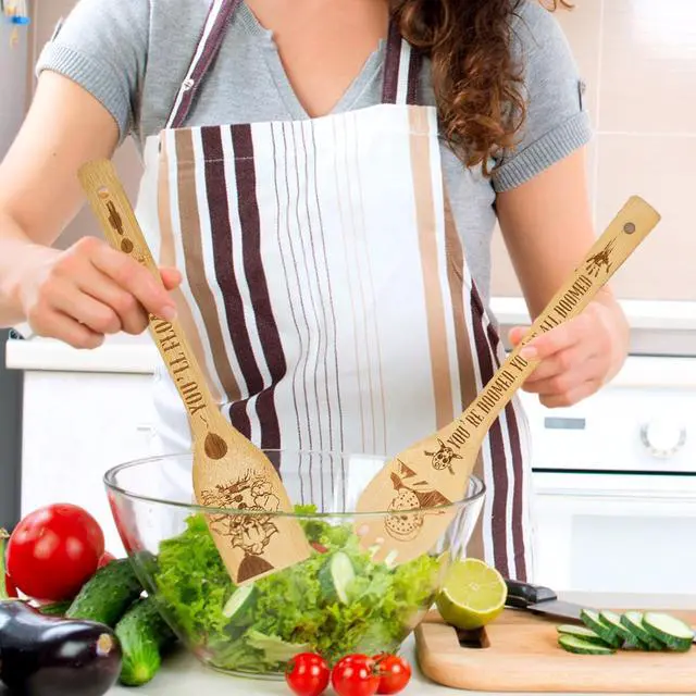 Alt view image 6 of 7 - 6Pcs Horror Movie Character Cooking Gift Set Wooden Spoons Utensils with Matching Holder - Halloween Movie Merchandise Laser Engraved Bamboo Spoons Set for Halloween Film Gifts, Horror Decor for Party