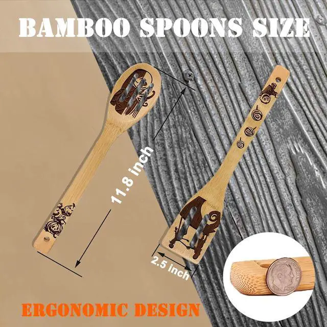 Alt view image 6 of 7 - Nightmare Before Christmas Gifts - 5 Pcs Wooden Spoons for Cooking,Halloween Kitchen Utensils Set,Cooking Utensils set for Halloween Decor