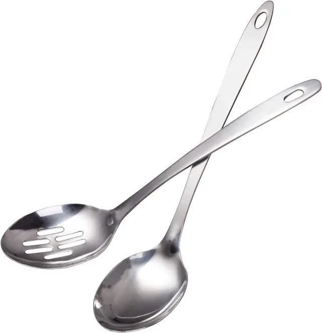 Main image of IMEEA Cooking Spoon Stainless Steel Large Serving Spoon Slotted Spoons for Cooking 12.8-Inch, Set of 2