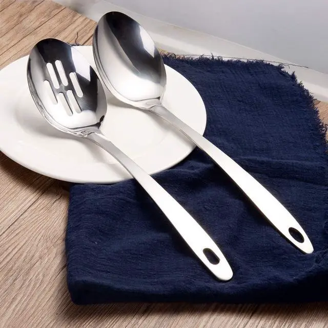Alt view image 2 of 7 - IMEEA Cooking Spoon Stainless Steel Large Serving Spoon Slotted Spoons for Cooking 12.8-Inch, Set of 2