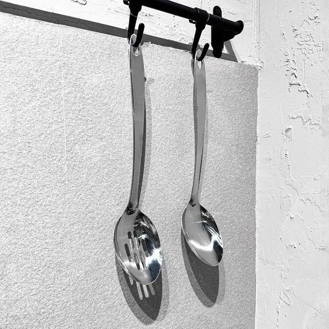 Alt view image 3 of 7 - IMEEA Cooking Spoon Stainless Steel Large Serving Spoon Slotted Spoons for Cooking 12.8-Inch, Set of 2
