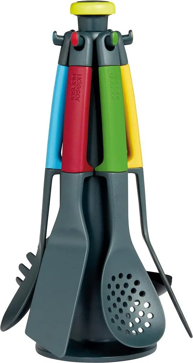 Main image of Casdon Joseph Joseph Elevate | Colourful Kitchen Utensil Set for Children Aged 3 Years & Up | Comes with Rotating Storage Stand!