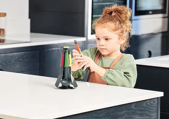 Alt view image 2 of 7 - Casdon Joseph Joseph Elevate | Colourful Kitchen Utensil Set for Children Aged 3 Years & Up | Comes with Rotating Storage Stand!