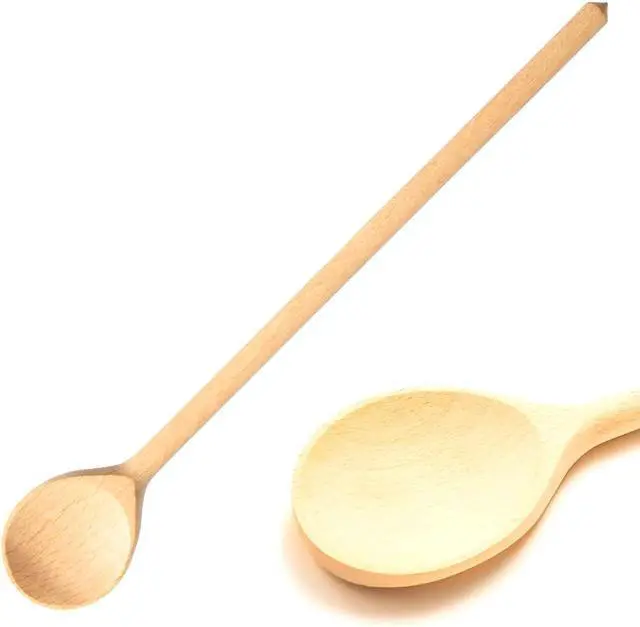 Alt view image 2 of 7 - Mr.Woodware Wooden Kitchen Utensils- 24 Inch Long Handle Beech Wood Wok Spatula and Cooking Spoon - 2 in 1 Wooden Cooking Utensils Set for Mixing in Big Stock Pots Cauldron (Spoon)