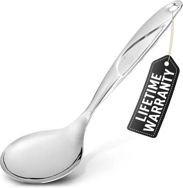 Main image of Zulay Kitchen Stainless Steel Serving Spoon - Large Cooking Spoon - Durable Premium Stainless Steel with Comfortable, Ergonomic Handle - Easy to Clean - Perfect for At Home Cooking & Buffets - 11.5
