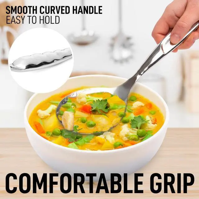 Alt view image 5 of 7 - Zulay Kitchen Stainless Steel Serving Spoon - Large Cooking Spoon - Durable Premium Stainless Steel with Comfortable, Ergonomic Handle - Easy to Clean - Perfect for At Home Cooking & Buffets - 11.5