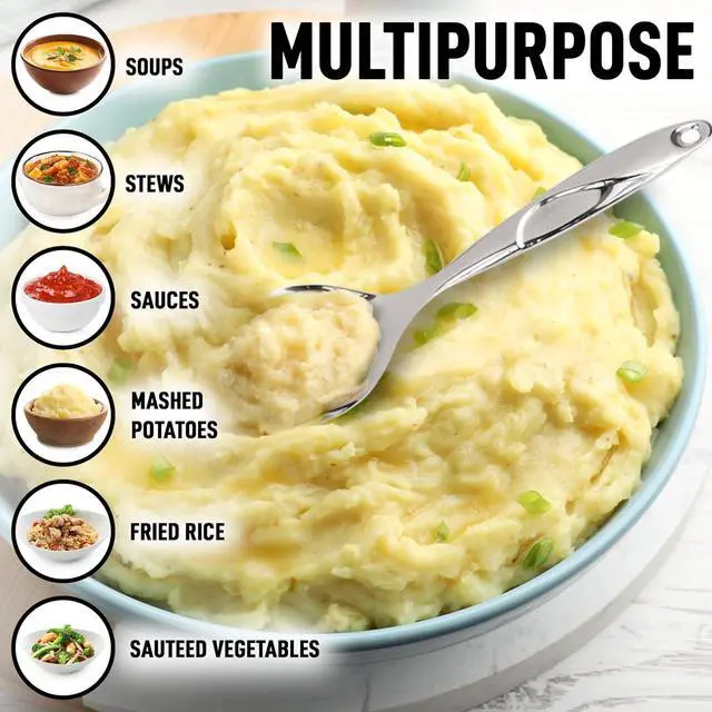 Alt view image 6 of 7 - Zulay Kitchen Stainless Steel Serving Spoon - Large Cooking Spoon - Durable Premium Stainless Steel with Comfortable, Ergonomic Handle - Easy to Clean - Perfect for At Home Cooking & Buffets - 11.5