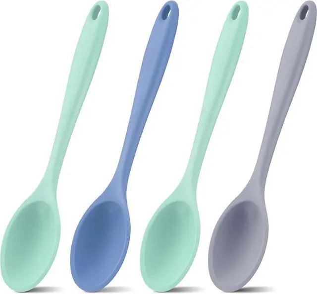 Main image of Shappy 4 Pieces Silicone Mixing Spoon Spatula Scrapers for Cooking, 10.6 Inch Heat Resistant Large Non Stick Basting Utensil for Mixing, Baking, Serving and Stirring(Spoon,Fresh Color)