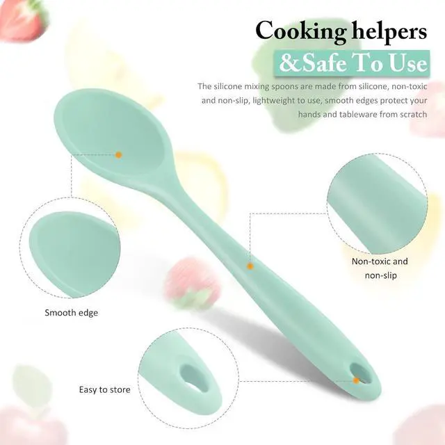 Alt view image 3 of 6 - Shappy 4 Pieces Silicone Mixing Spoon Spatula Scrapers for Cooking, 10.6 Inch Heat Resistant Large Non Stick Basting Utensil for Mixing, Baking, Serving and Stirring(Spoon,Fresh Color)