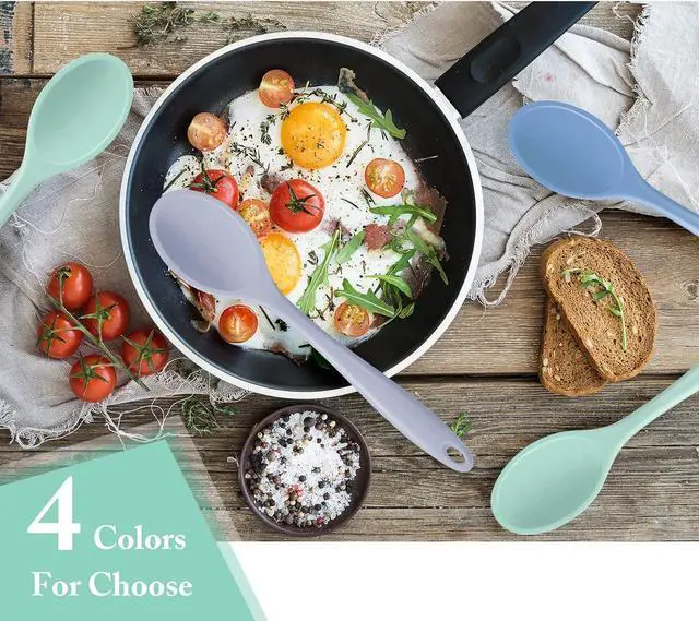 Alt view image 6 of 6 - Shappy 4 Pieces Silicone Mixing Spoon Spatula Scrapers for Cooking, 10.6 Inch Heat Resistant Large Non Stick Basting Utensil for Mixing, Baking, Serving and Stirring(Spoon,Fresh Color)