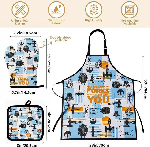 Alt view image 3 of 6 - Star Gifts for Women,Home Decor,Kitchen Utensils Set,Wooden Cooking Spoons with Apron Oven Mitt Potholder for Fans,Best Birthday Wedding and Housewarming Christmas Presents 9 pcs