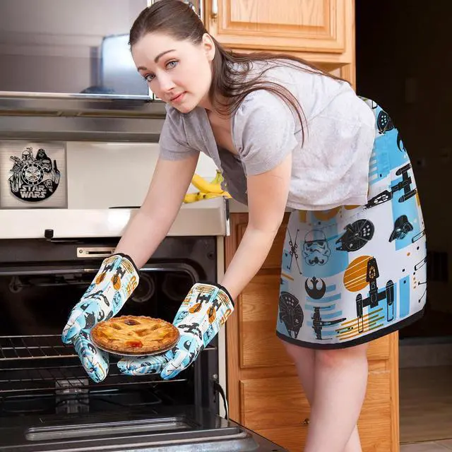 Alt view image 4 of 6 - Star Gifts for Women,Home Decor,Kitchen Utensils Set,Wooden Cooking Spoons with Apron Oven Mitt Potholder for Fans,Best Birthday Wedding and Housewarming Christmas Presents 9 pcs