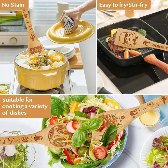 Alt view image 5 of 6 - Star Gifts for Women,Home Decor,Kitchen Utensils Set,Wooden Cooking Spoons with Apron Oven Mitt Potholder for Fans,Best Birthday Wedding and Housewarming Christmas Presents 9 pcs