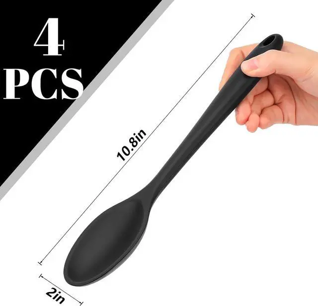 Alt view image 2 of 6 - HAKSEN 4PCS Large Silicone Spoons, Nonstick Heat Resistant Spoons Kitchen Cooking Spoon for Mixing Cooking Baking Stirring
