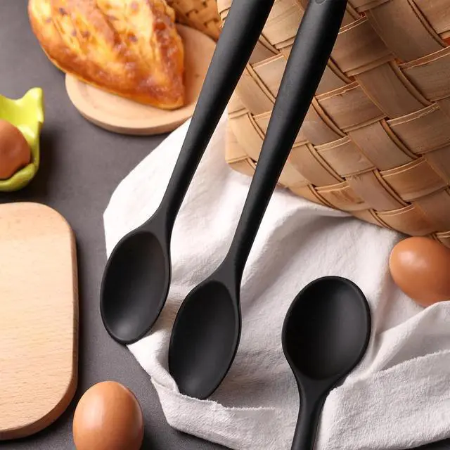 Alt view image 4 of 6 - HAKSEN 4PCS Large Silicone Spoons, Nonstick Heat Resistant Spoons Kitchen Cooking Spoon for Mixing Cooking Baking Stirring