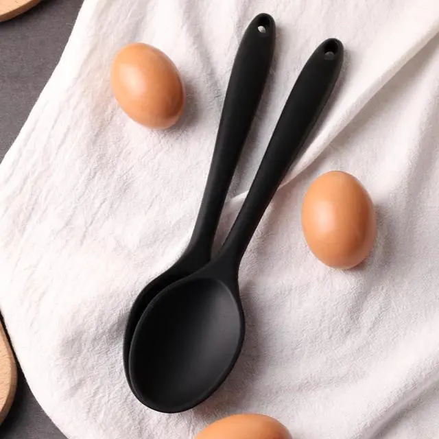 Alt view image 5 of 6 - HAKSEN 4PCS Large Silicone Spoons, Nonstick Heat Resistant Spoons Kitchen Cooking Spoon for Mixing Cooking Baking Stirring