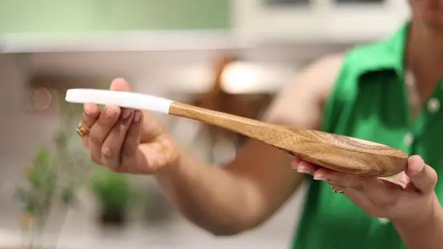 Alt view image 6 of 6 - Wooden utensils for cooking set of 8, Natural Acacia Wood spoons and spatula set, Non-stick, Durable, Eco- friendly and safe kitchen cooking spoon | white handles | 12 inch each