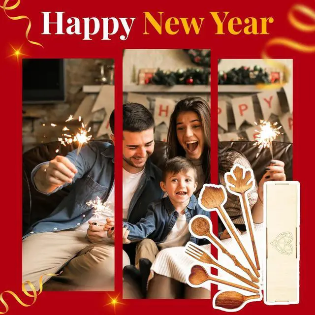 Alt view image 3 of 7 - Natural Wooden Spoons and Forks Set (Set of 6), Hostess Gifts for Women, Couple, Mother's Day Ideas for Mom, Kitchen Cottagecore, Handmade Cooking Gift Ideas