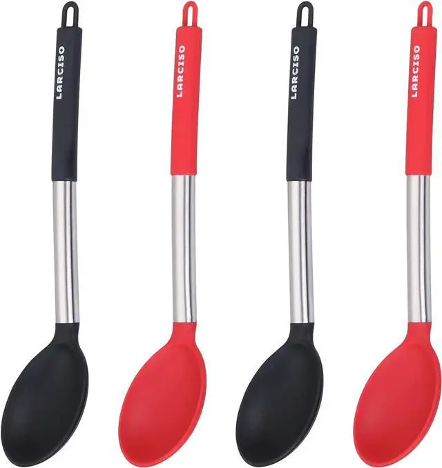 Main image of 4 pieces Large silicone spoons, Food Grade Silicone Cooking Spoon, Non-Stick Serving Spoon, 13" Kitchen Utensils for Mixing, Serving, Cooking