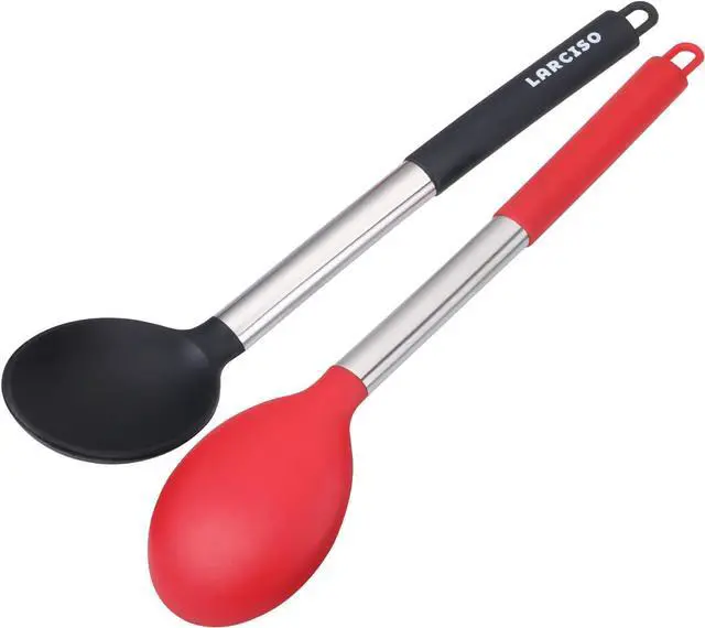 Alt view image 3 of 7 - 4 pieces Large silicone spoons, Food Grade Silicone Cooking Spoon, Non-Stick Serving Spoon, 13" Kitchen Utensils for Mixing, Serving, Cooking