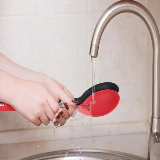 Alt view image 4 of 7 - 4 pieces Large silicone spoons, Food Grade Silicone Cooking Spoon, Non-Stick Serving Spoon, 13" Kitchen Utensils for Mixing, Serving, Cooking