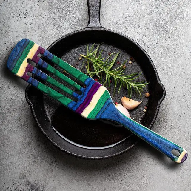 Alt view image 2 of 7 - Baltique Mumbai Collection 13" Wooden Spurtle Spatula  Colorful Birch Wood Cooking Utensil, Nonstick Safe, Versatile Stirring & Serving Tool