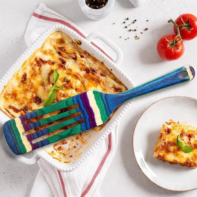Alt view image 3 of 7 - Baltique Mumbai Collection 13" Wooden Spurtle Spatula  Colorful Birch Wood Cooking Utensil, Nonstick Safe, Versatile Stirring & Serving Tool
