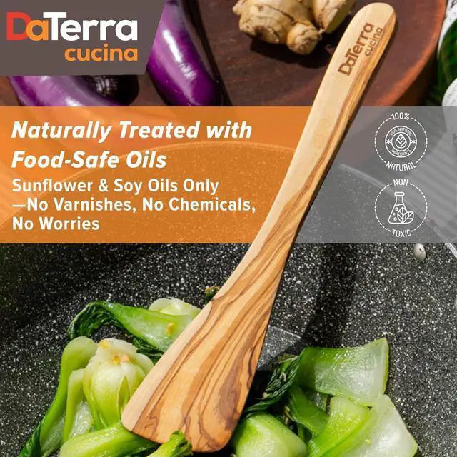 Alt view image 5 of 7 - 12-Inch Olive Wood Cooking Tools  5-Piece Wooden Kitchen Utensils Set with Spoons, Spatulas & Cooking Tools  Wood Kitchen Utensils Set for Cooking  Crafted Wood Essentials by DaTerra Cucina