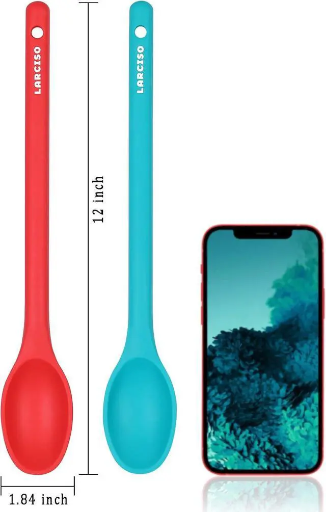 Alt view image 2 of 7 - 4 Pieces Silicone Spoon Heat-Resistant Non Stick Food Grade Kitchen Tools for Cooking, Baking, Stirring, Serving, Scraping, Mixing Spoons for Dishwasher Safe