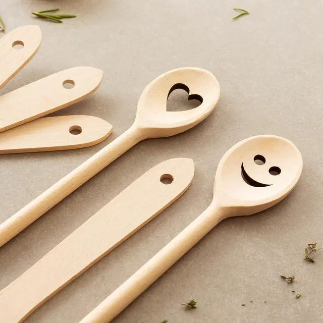 Alt view image 5 of 7 - tuuli Kitchen - 6-Piece Wooden Cooking Utensils Set, Specially Designed Solid Beechwood Wooden Spoons and Wood Spatula with Motiv, Durable Wooden Utensils for Everyday Use